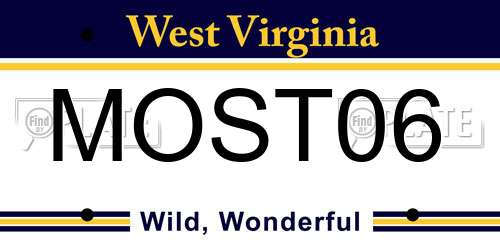 MOST06 West Virginia License Plate