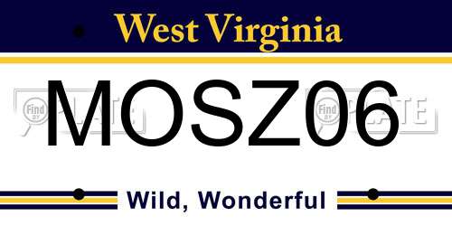 MOSZ06 West Virginia License Plate