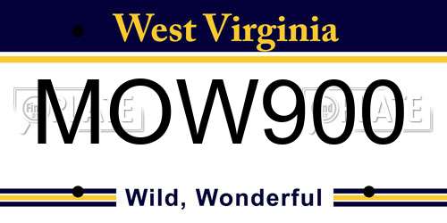 MOW900 West Virginia License Plate