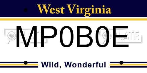 MP0B0E West Virginia License Plate