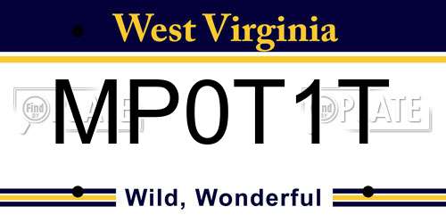 MP0T1T West Virginia License Plate