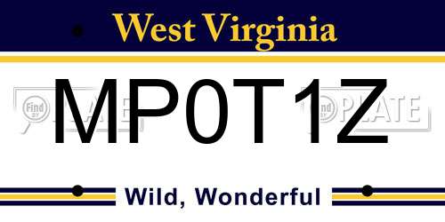 MP0T1Z West Virginia License Plate