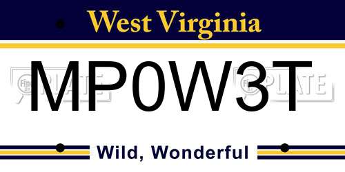 MP0W3T West Virginia License Plate