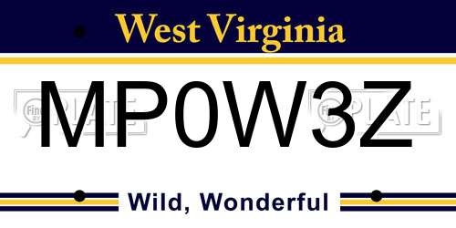 MP0W3Z West Virginia License Plate