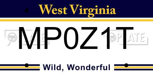 MP0Z1T West Virginia License Plate