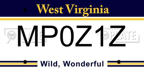MP0Z1Z West Virginia License Plate