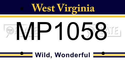 MP1058 West Virginia License Plate