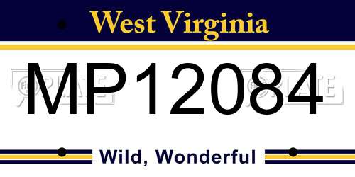 MP12084 West Virginia License Plate
