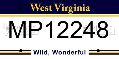 MP12248 West Virginia License Plate
