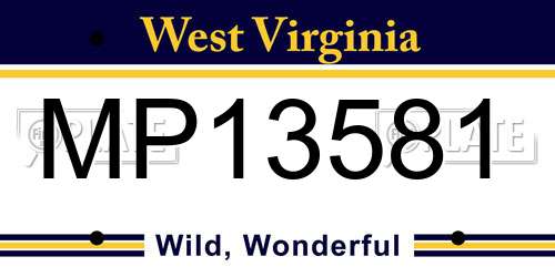 MP13581 West Virginia License Plate