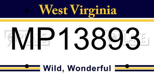 MP13893 West Virginia License Plate