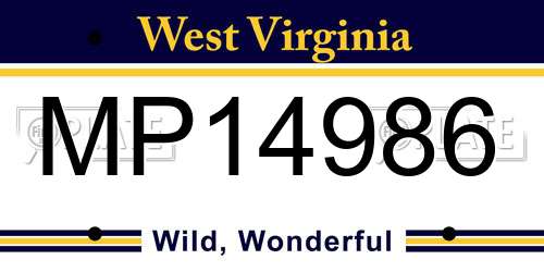 MP14986 West Virginia License Plate