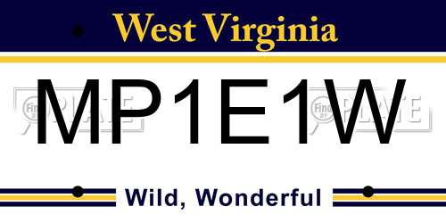 MP1E1W West Virginia License Plate