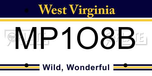 MP1O8B West Virginia License Plate