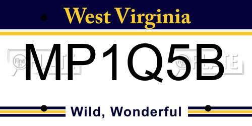 MP1Q5B West Virginia License Plate