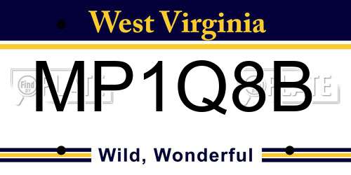 MP1Q8B West Virginia License Plate