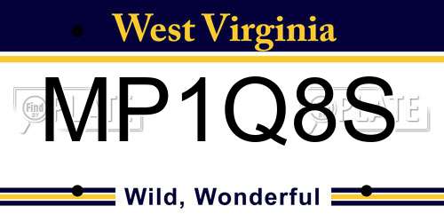 MP1Q8S West Virginia License Plate
