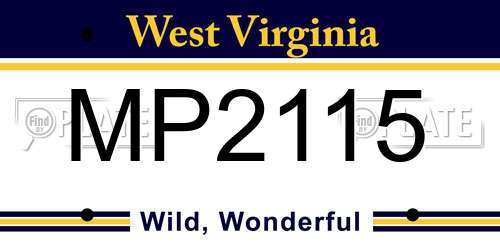 MP2115 West Virginia License Plate