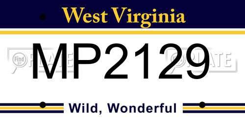 MP2129 West Virginia License Plate