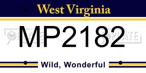 MP2182 West Virginia License Plate