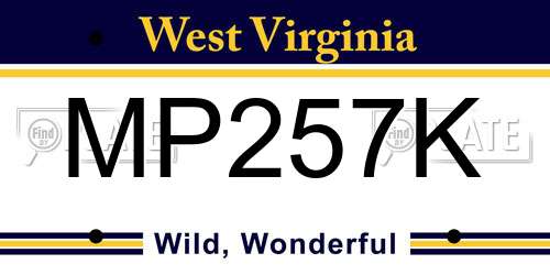 MP257K West Virginia License Plate