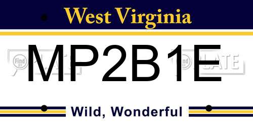 MP2B1E West Virginia License Plate