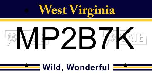 MP2B7K West Virginia License Plate