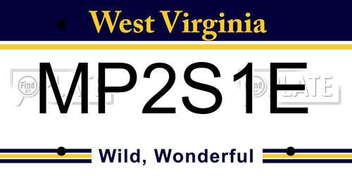 MP2S1E West Virginia License Plate