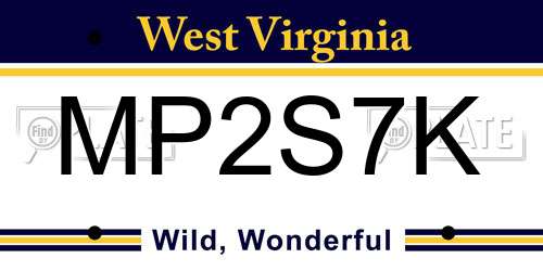 MP2S7K West Virginia License Plate