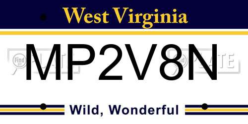 MP2V8N West Virginia License Plate