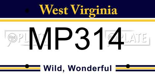 MP314 West Virginia License Plate