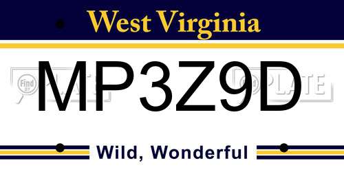 MP3Z9D West Virginia License Plate