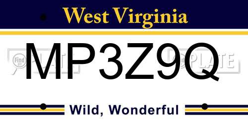 MP3Z9Q West Virginia License Plate