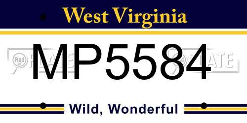 MP5584 West Virginia License Plate