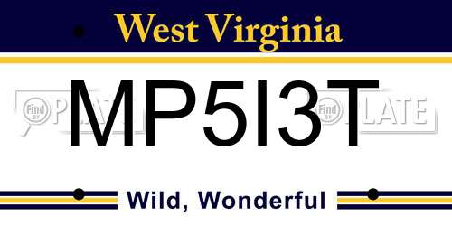 MP5I3T West Virginia License Plate