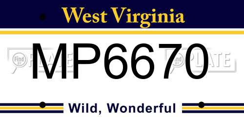 MP6670 West Virginia License Plate