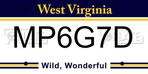 MP6G7D West Virginia License Plate