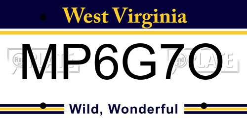 MP6G7O West Virginia License Plate