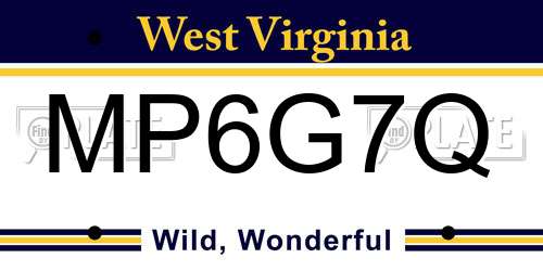 MP6G7Q West Virginia License Plate