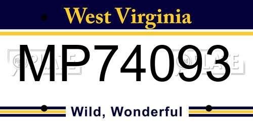 MP74093 West Virginia License Plate