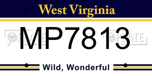 MP7813 West Virginia License Plate
