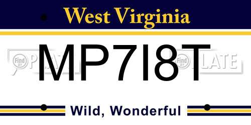 MP7I8T West Virginia License Plate