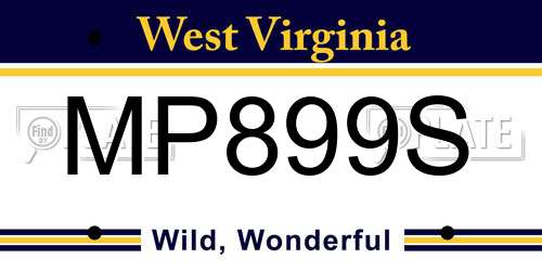 MP899S West Virginia License Plate