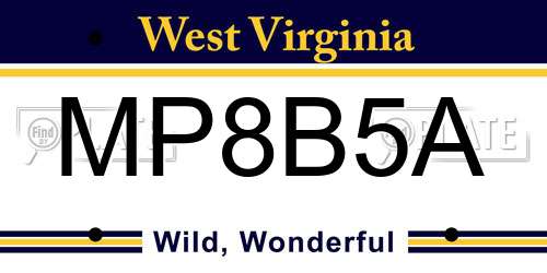 MP8B5A West Virginia License Plate