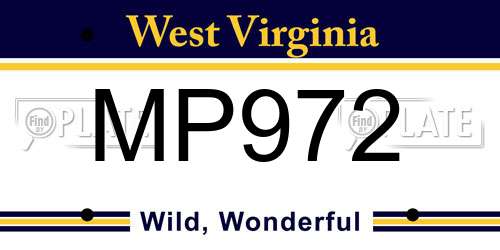 MP972 West Virginia License Plate