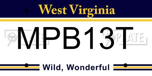 MPB13T West Virginia License Plate