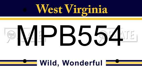 MPB554 West Virginia License Plate