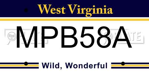 MPB58A West Virginia License Plate