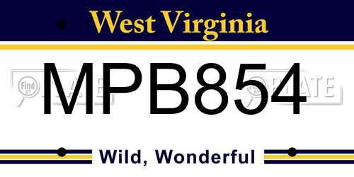 MPB854 West Virginia License Plate