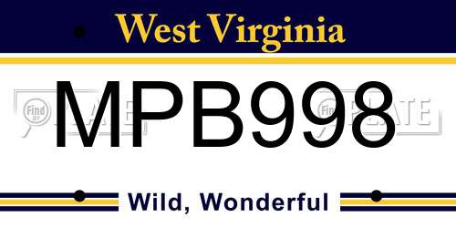 MPB998 West Virginia License Plate